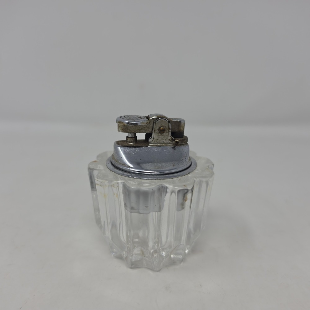Vintage Princess House Lead Crystal Table Top Butane Lighter Japan Heavy